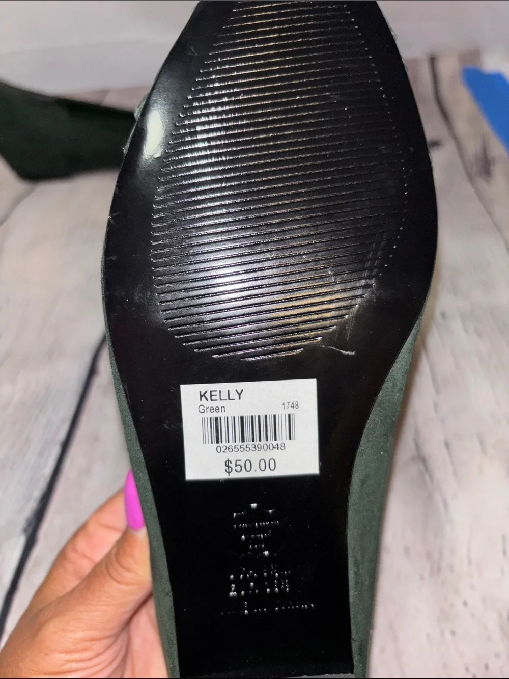 Dress Barn Dark Green Pointed-Toe Flats with Textured Cap
